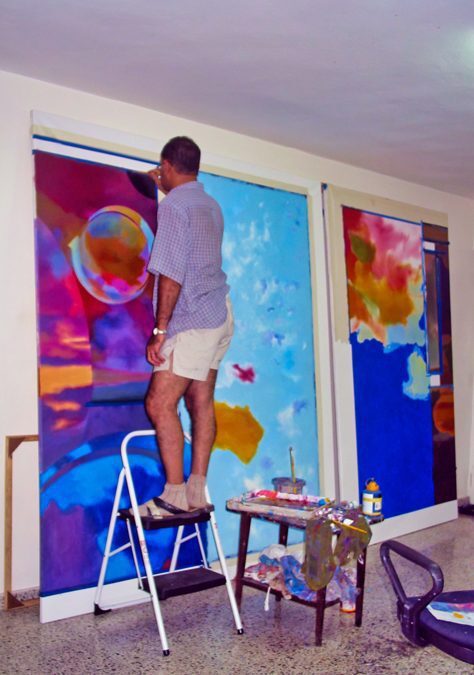 Commissioned mural painting in process. Private collection.